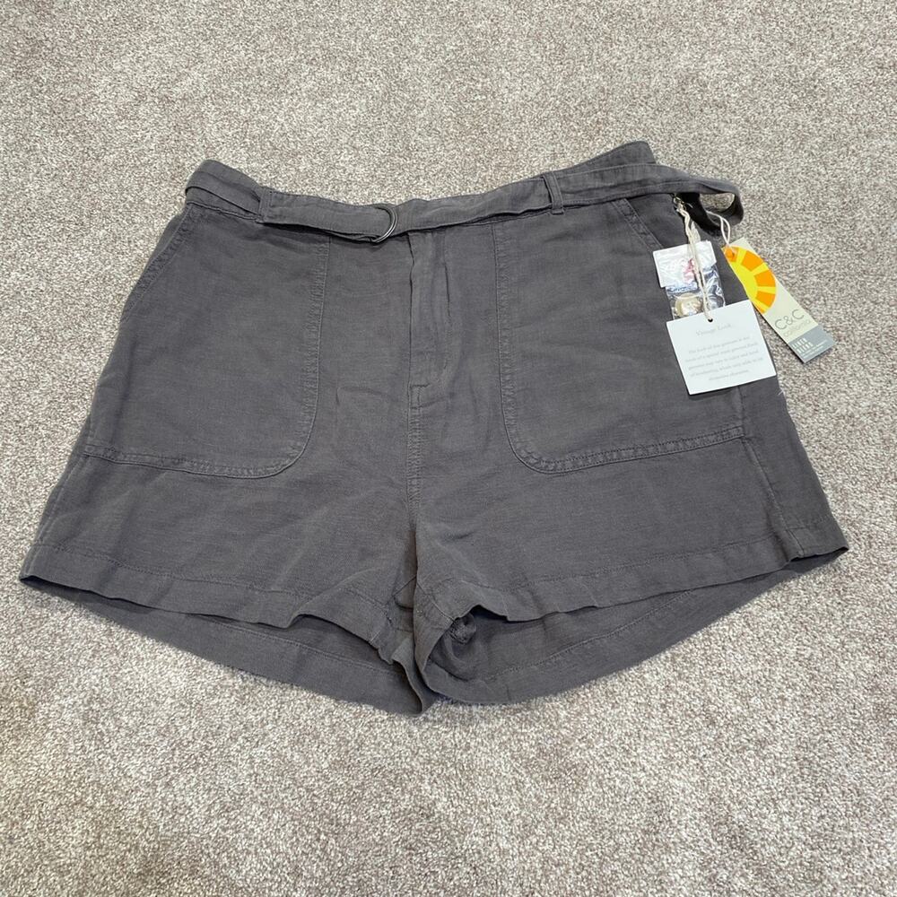 Coastal Nautical Breathable Linen Blend Belted shorts C&C California sz L Casual
